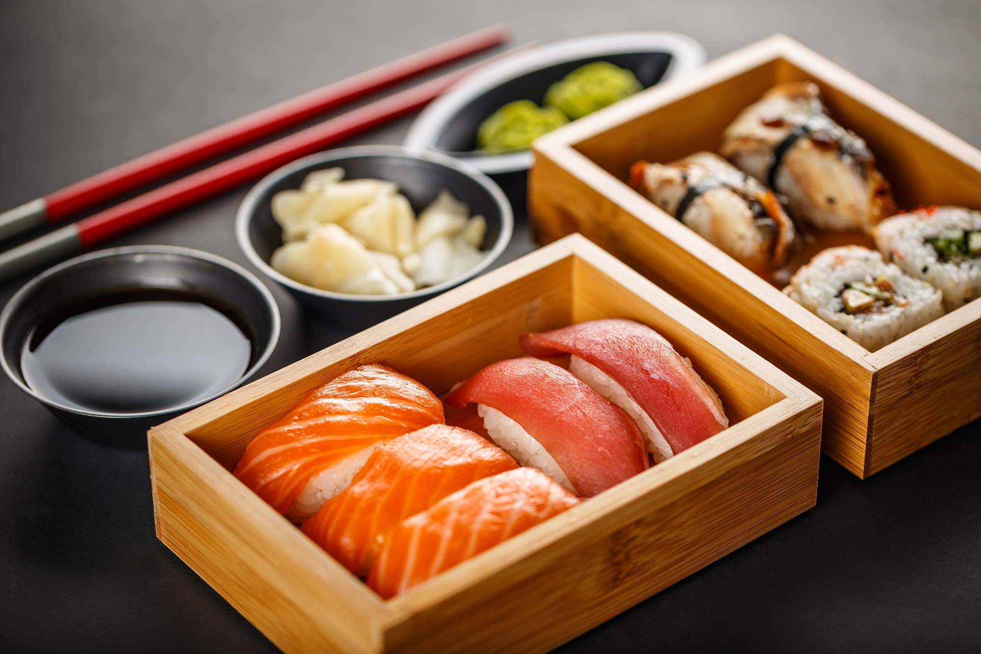 Sushi set, sushi rolls